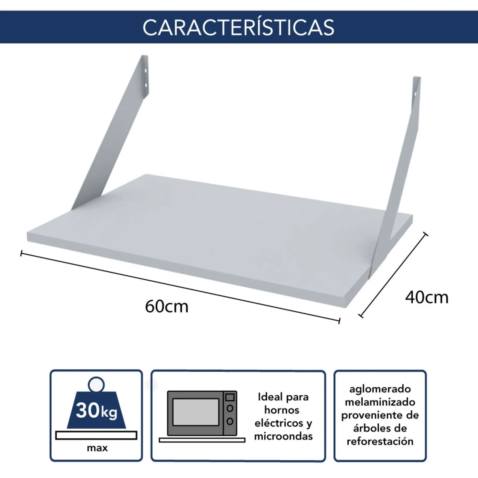 Estante kit Centro Estant con soporte 60 x 40 cm. blanco