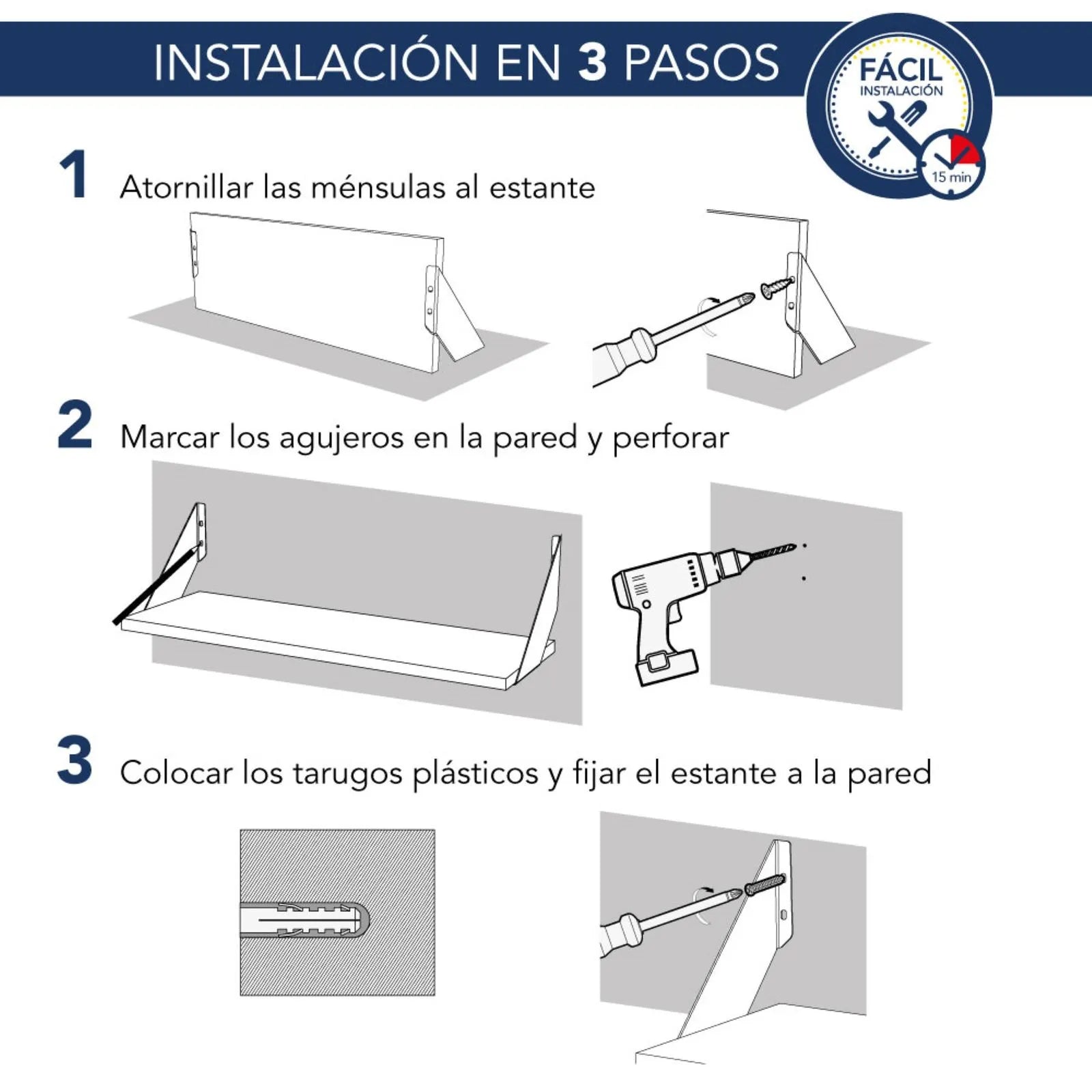 Estante kit Centro Estant con soporte 60 x 40 cm. blanco