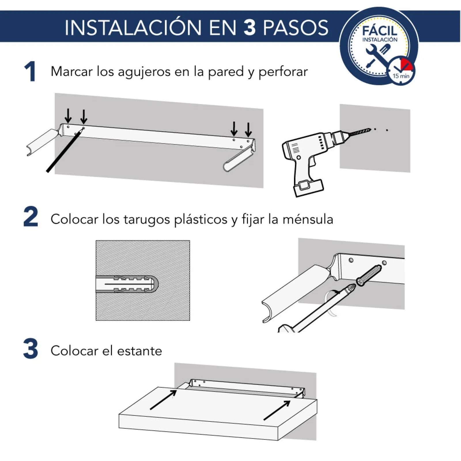 Estante flotante Centro Estant 80 x 25 cm. wengué