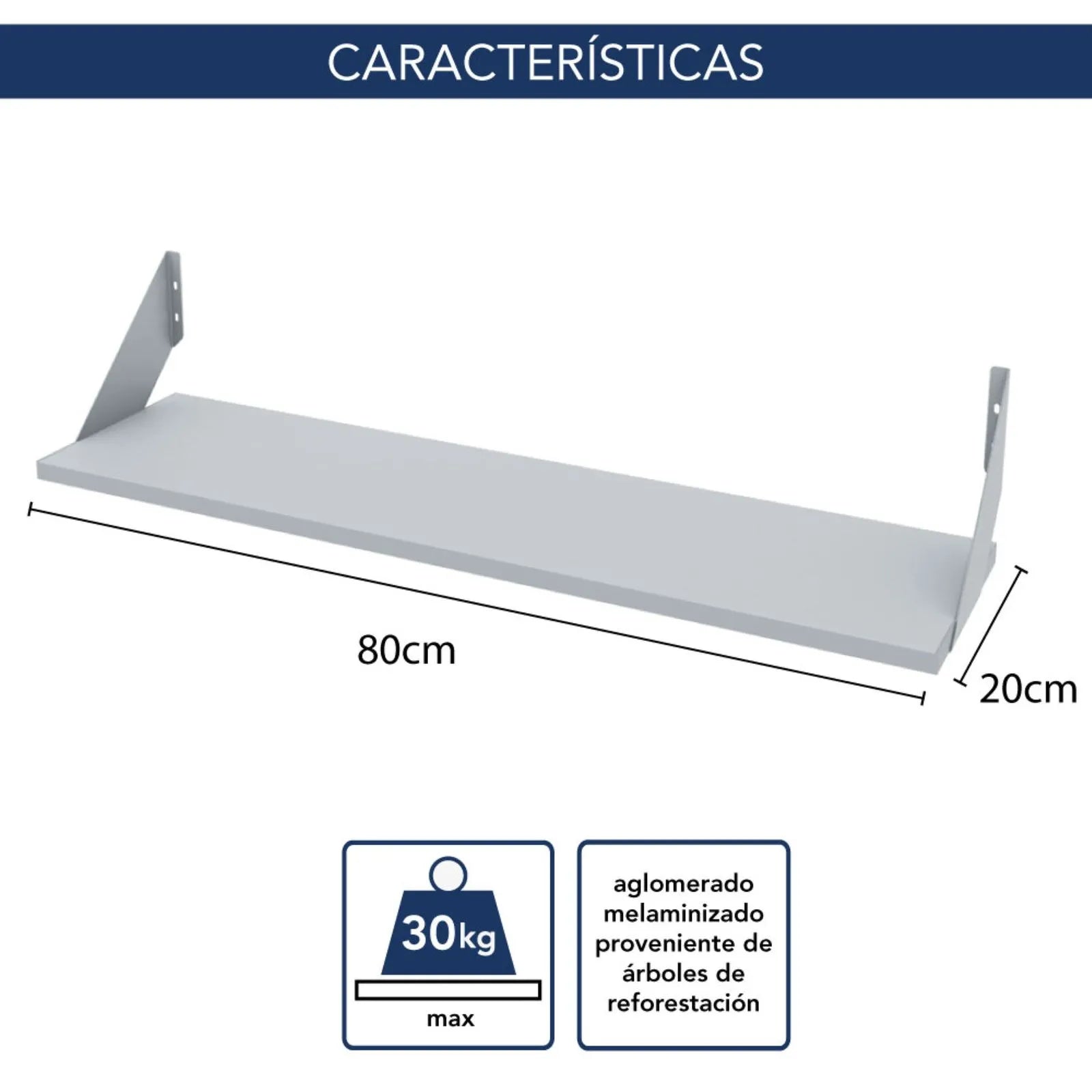 Estante kit Centro Estant con soporte 80 x 20 cm. wengué