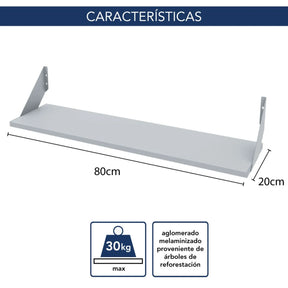 Estante kit Centro Estant con soporte 80 x 20 cm. blanco