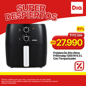 Freidora De Aire Atma Fr60mabp 1300 W 6.5 L Con Temporizador