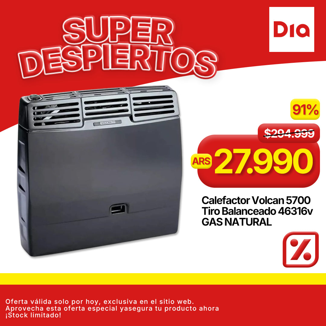 Calefactor Volcan 5700 Tiro Balanceado 46316v GAS NATURAL