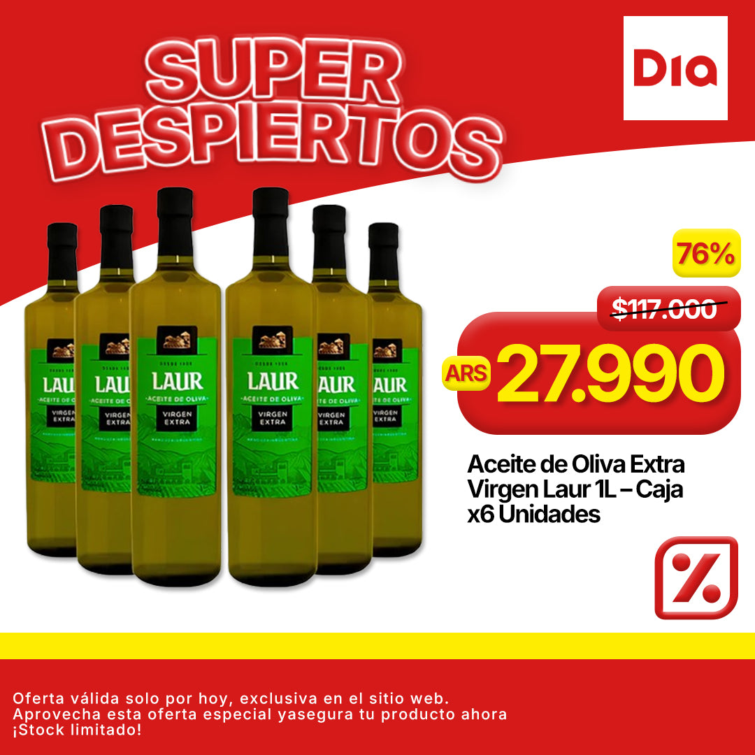 Aceite de Oliva Extra Virgen Laur 1L – Caja x6 Unidades