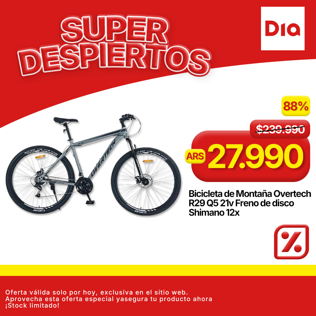 Bicicleta de Montaña Overtech R29 Q5 21v Freno de disco Shimano 12x