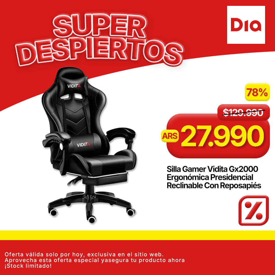 Silla Gamer Vidita Gx2000 Ergonómica Presidencial Reclinable Con Reposapiés Videojuego Pc Profesional