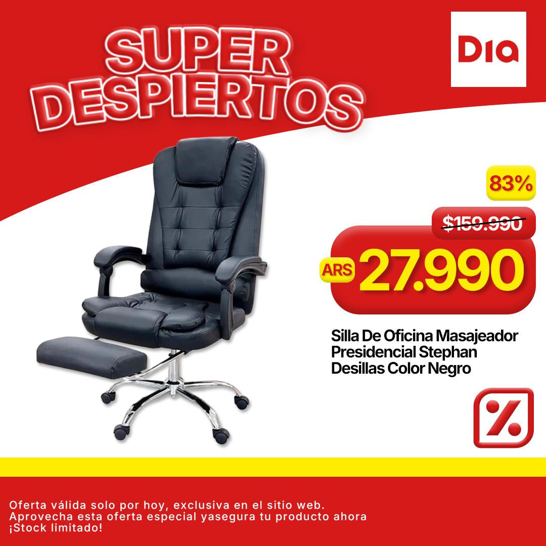 Silla De Oficina Masajeador Presidencial Stephan - Desillas Color Negro