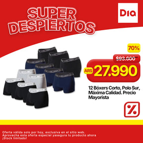 12 Bóxers Corto, Polo Sur, Máxima Calidad. Precio Mayorista