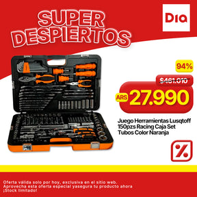 Juego Herramientas Lusqtoff 150pzs Racing Caja Set Tubos Color Naranja