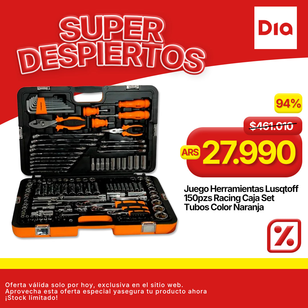 Juego Herramientas Lusqtoff 150pzs Racing Caja Set Tubos Color Naranja