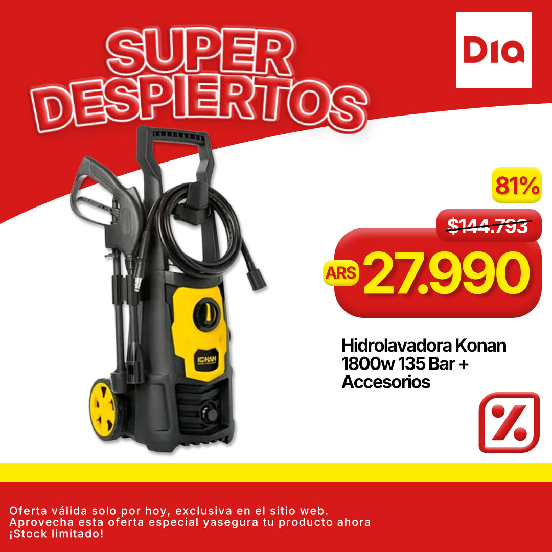 Hidrolavadora Konan 1800w 135 Bar + Accesorios
