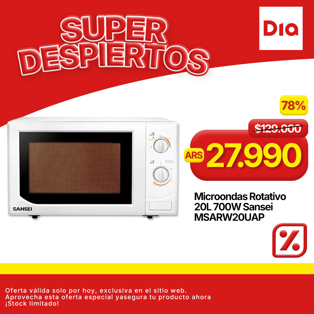 Microondas Rotativo 20L 700W Sansei MSARW20UAP