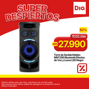 Torre de Sonido Noblex MNT290 Bluetooth Efectos de Voz y Luces LED Negro