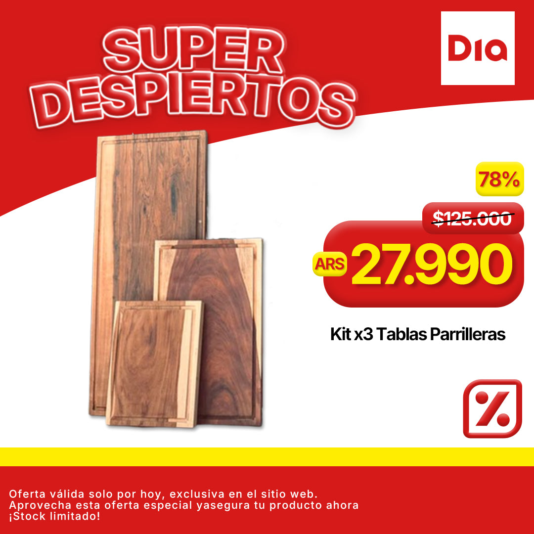 Kit x3 Tablas Parrilleras