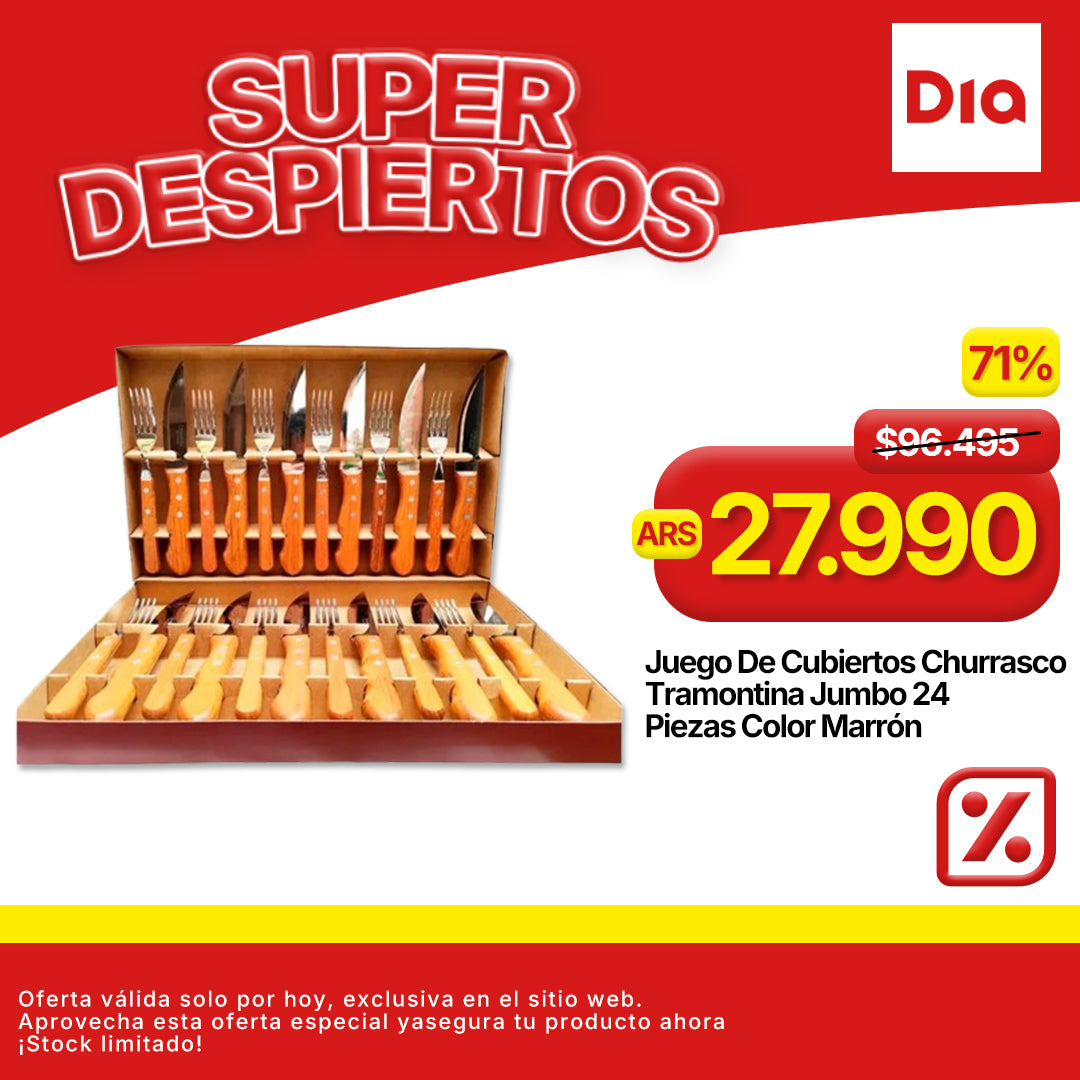 Juego De Cubiertos Churrasco Tramontina Jumbo 24 Piezas Color Marrón