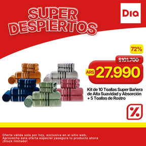 Kit de 10 Toallas Super Bañera de Alta Suavidad y Absorción + 5 Toallas de Rostro